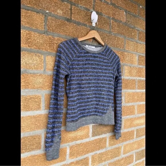 T By Alexander Wang Set Blue Striped Long Sleeve Sweatshirt and shorts XS - Picture 3 of 13